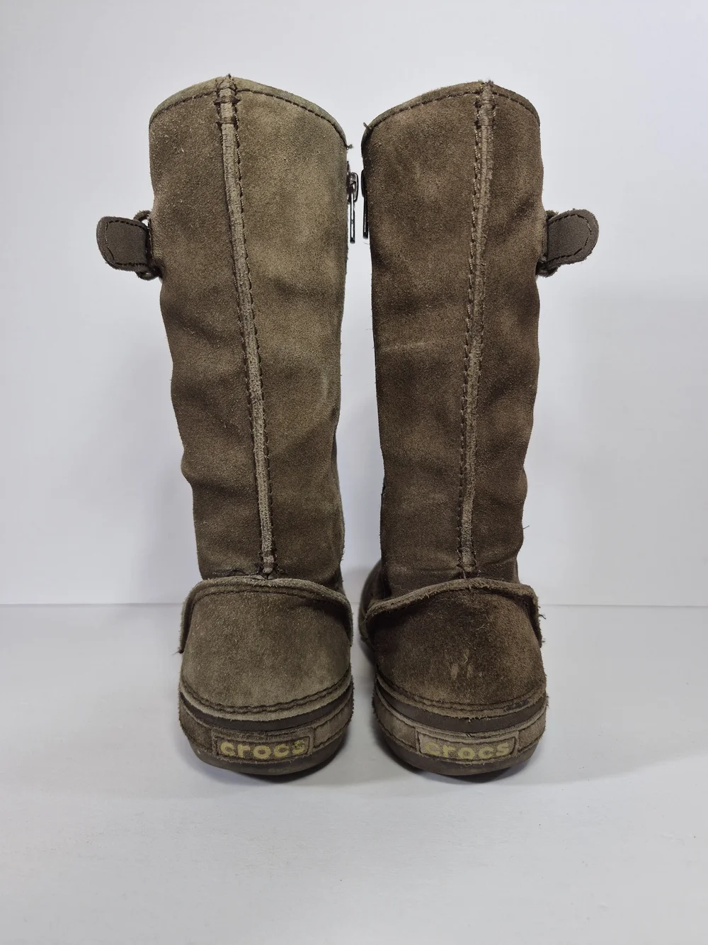 CROCS Junior Women's Brown Suede Mid-Calf Buckle Boots